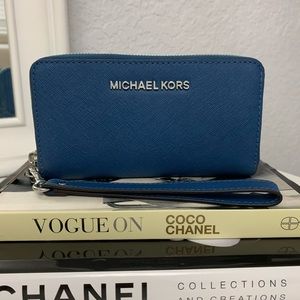 Michael Kors Steel Blue Leather Wallet